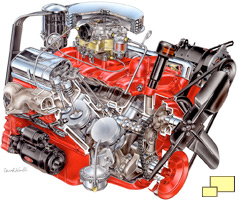 1955 Corvette V8 engine, drawing by David Kimble