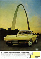 1967 Corvette Stingray ad honoring St. Louis MO manufacturing plant