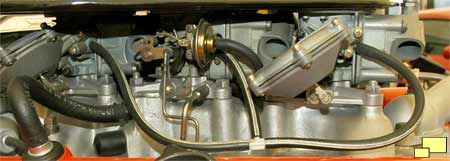 Three Holly carburetors on 427 cu. in. 1967 Corvette Stingray Engine