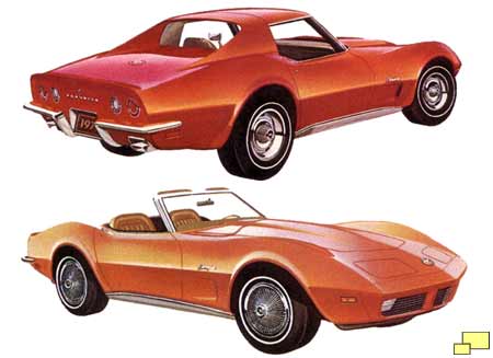 1973 Corvette: front, rear view
