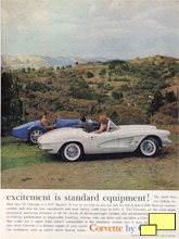 1961 Corvette ad 1927 with Bugatti