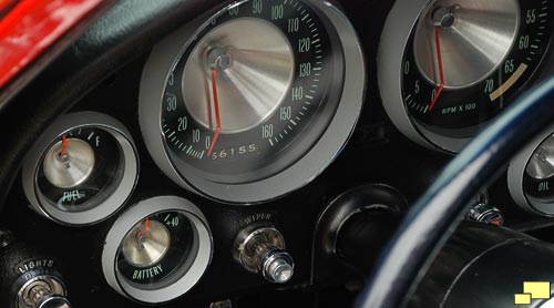 1963 Chevrolet Corvette C2 Instruments - note the silver centers