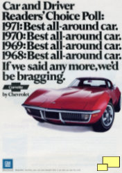 1971 Corvette Car and Driver Bragging ad