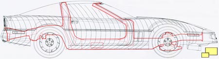 1984 Corvette body, chassis outline, side view