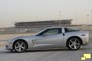 2008 Chevrolet Corvette C6 in Machine Silver at the Dubai Autodrome Racetrack