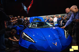 Chevrolet introduces the 2020 Corvette Stingray, the brand's first-ever production mid-engine Corvette, Thursday, July 18, 2019 in Tustin, California.